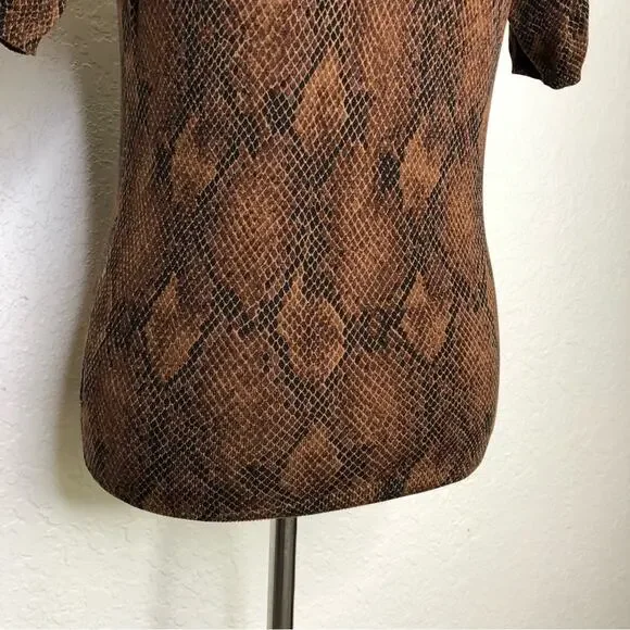 WHBM brown and black snakeskin python knit sweater top size Small - Picture 10 of 14